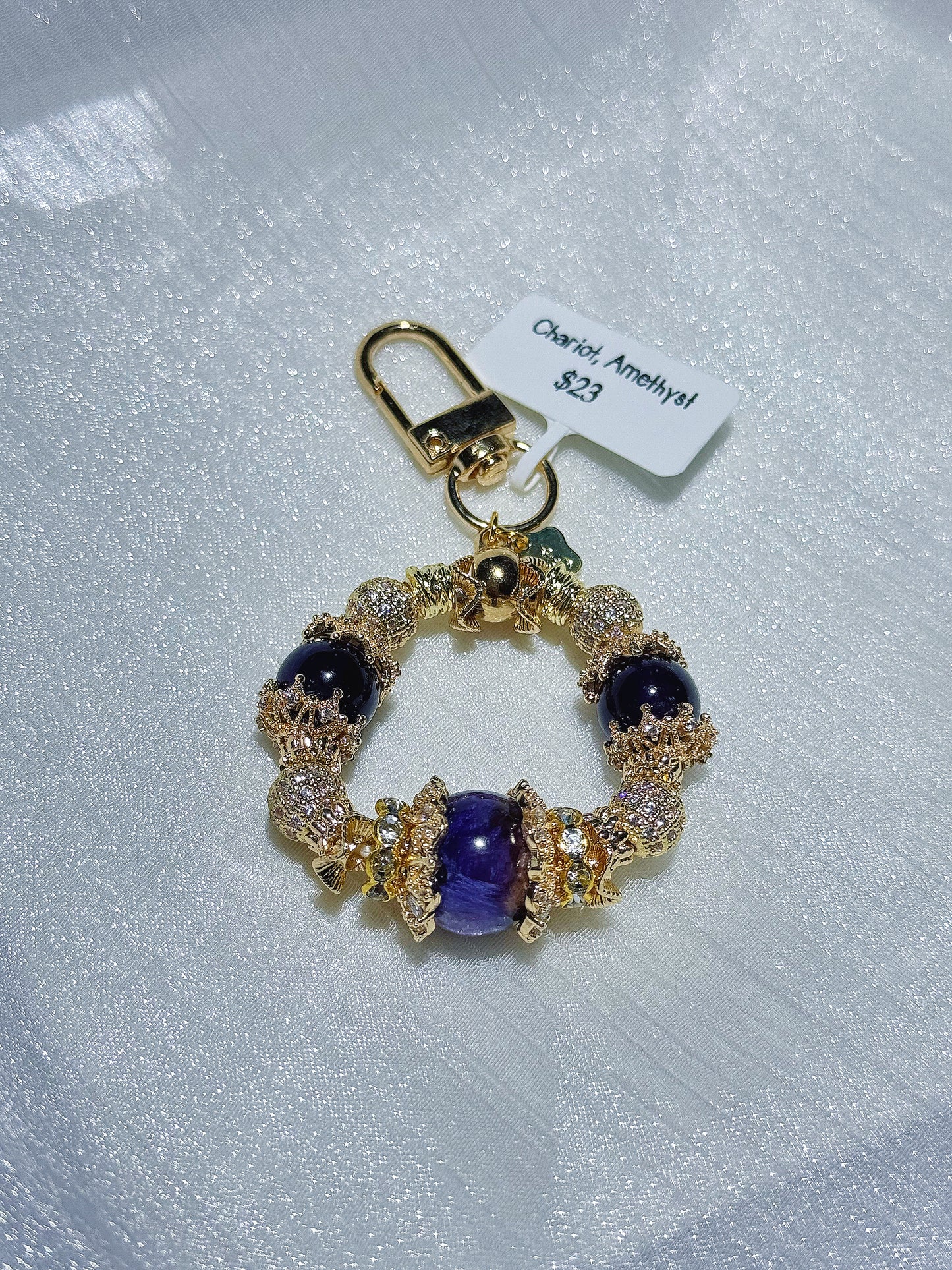 Dark Amethyst x Charoite Charm in GHW
