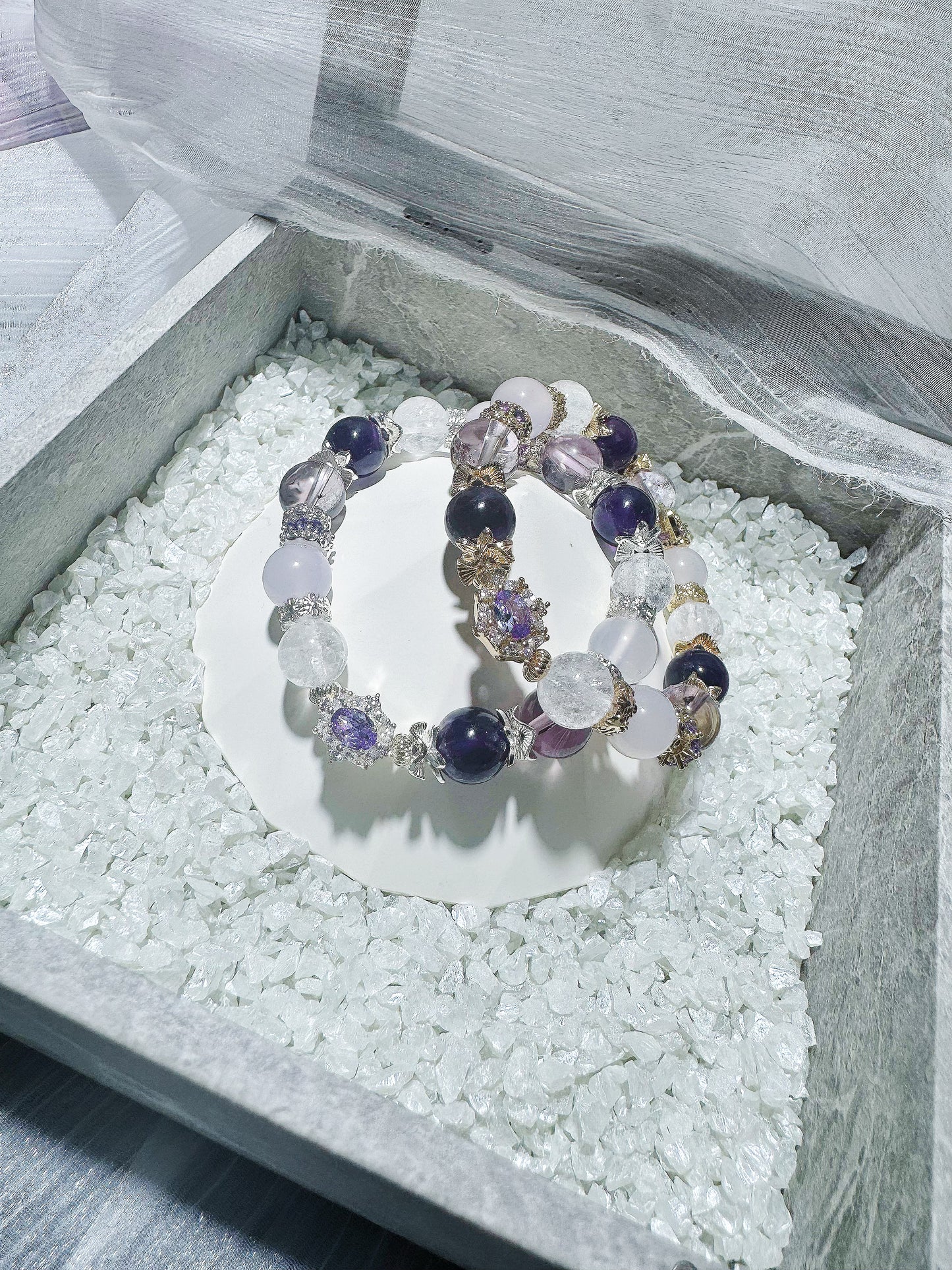 Amethyst x Purple Chelcedony x White Azetulite in GHW/SHW