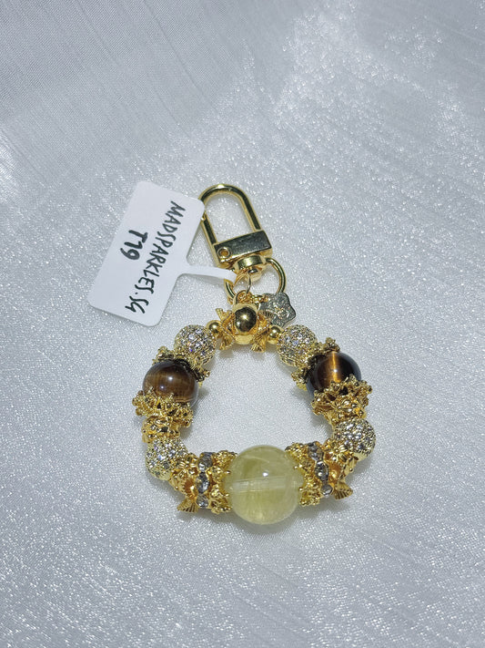 Citrine x Yellow Tiger Eye Charm in GHW