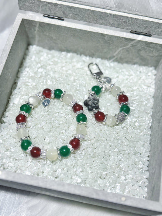*Christmas Special* Red Agate x Green Agate x Green Moonstone in SHW